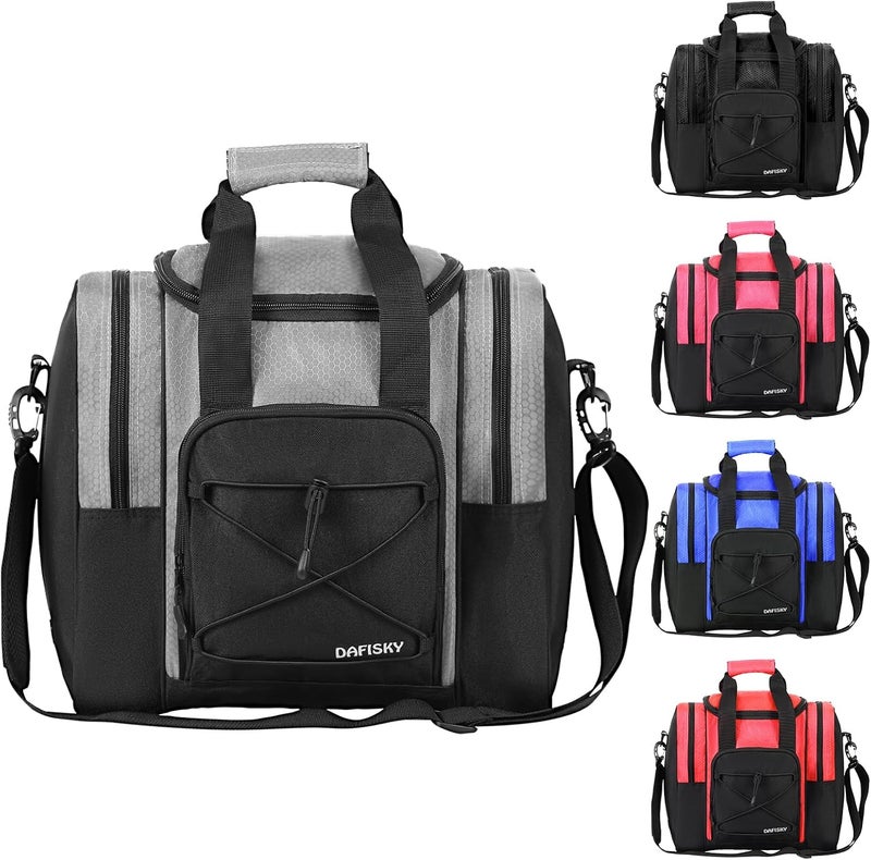 DAFISKY Bowling Ball Bag for Single Ball - Bowling Bag Tote for 1 Ball and Shoes with Padded Holder, 2 Pockets Fits Men & Women bowling Shoes Up To Mens Size 14 - Image 1